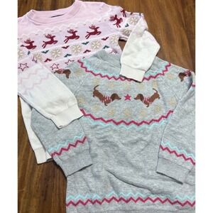 Andy & Evan Sweater Shirt Top Holiday Lot 2 Weiner Dog Snowflake Girls 4T